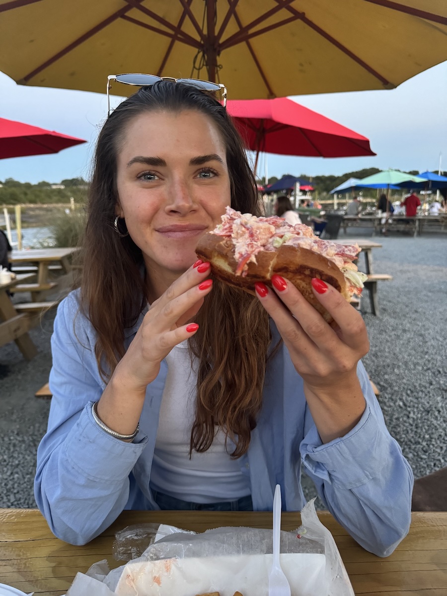 Lauren enjoying a lobster roll